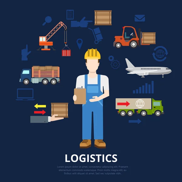 Logistics business flat concept. — Stock Vector