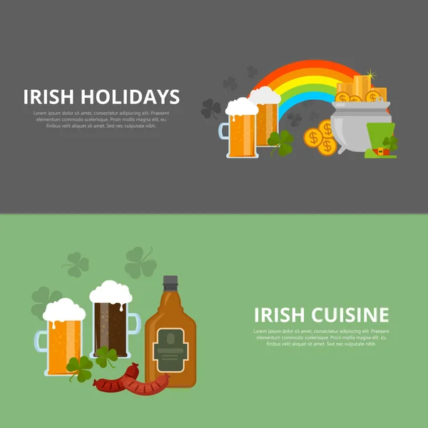 Vacances et cuisine irlandaise — Image vectorielle