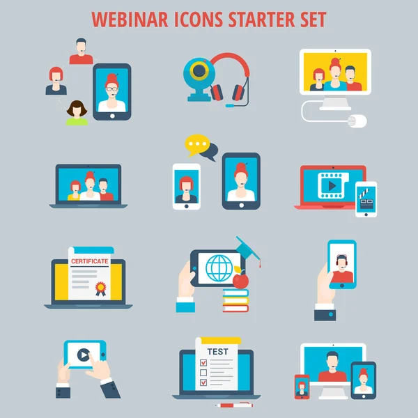 Online education icons set. — Stock Vector