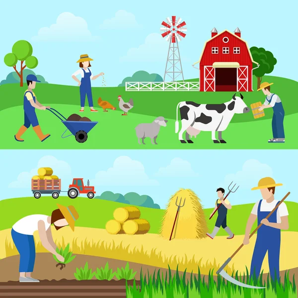 Плоский набор профессии фермера — стоковый вектор