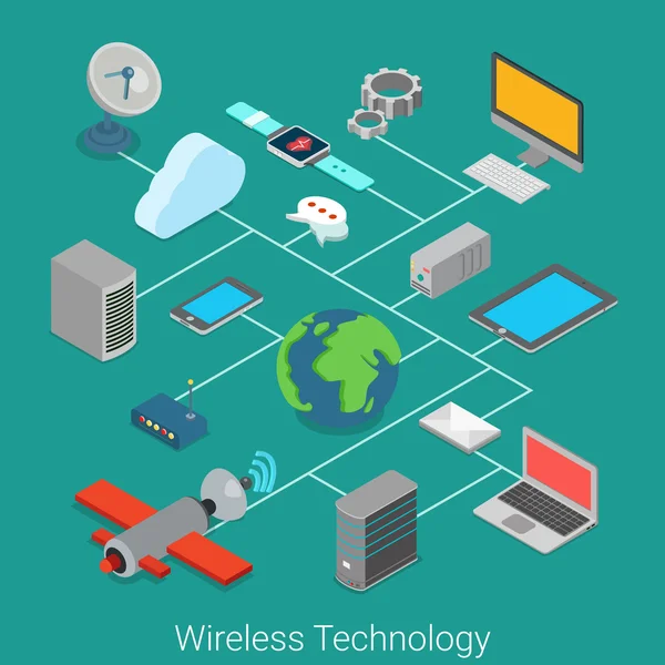 Conceito de tecnologia sem fio — Vetor de Stock