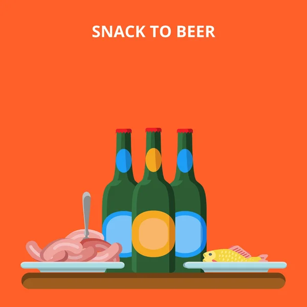 Conceito de lanche de cerveja plana — Vetor de Stock