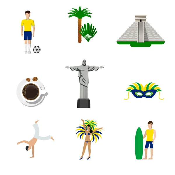 Brasil icônes nationales brésiliennes . — Image vectorielle