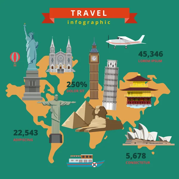 Travel infographics platt stil koncept — Stock vektor