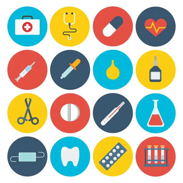 Set de iconos médicos planos . — Vector de stock