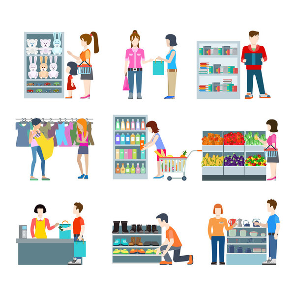 Люди в плоском стиле шопинга
. 
