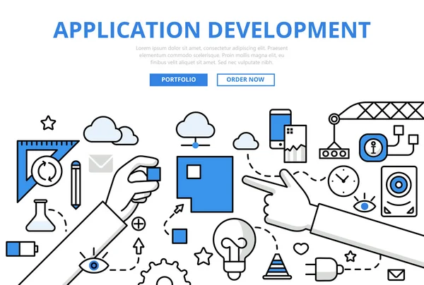 Concepto de programación iconos de línea plana . — Vector de stock