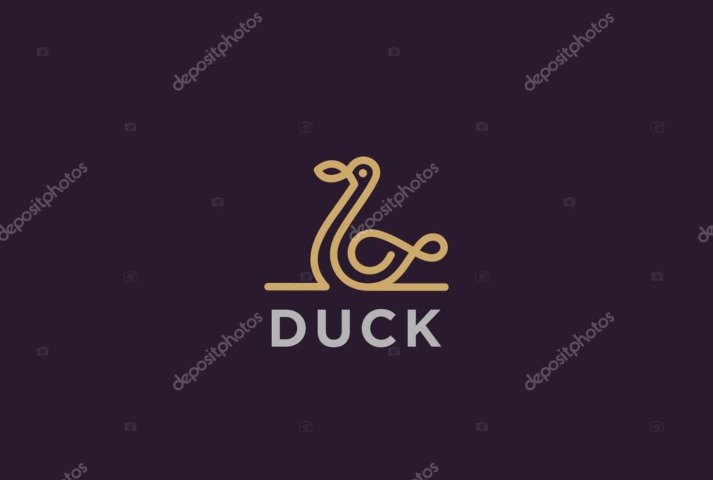 Duck Logo design vector template Linear style. Luxury lineart icon