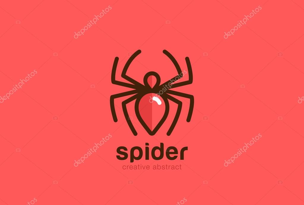 Spider Logo design template linear style. Lineart insect icon