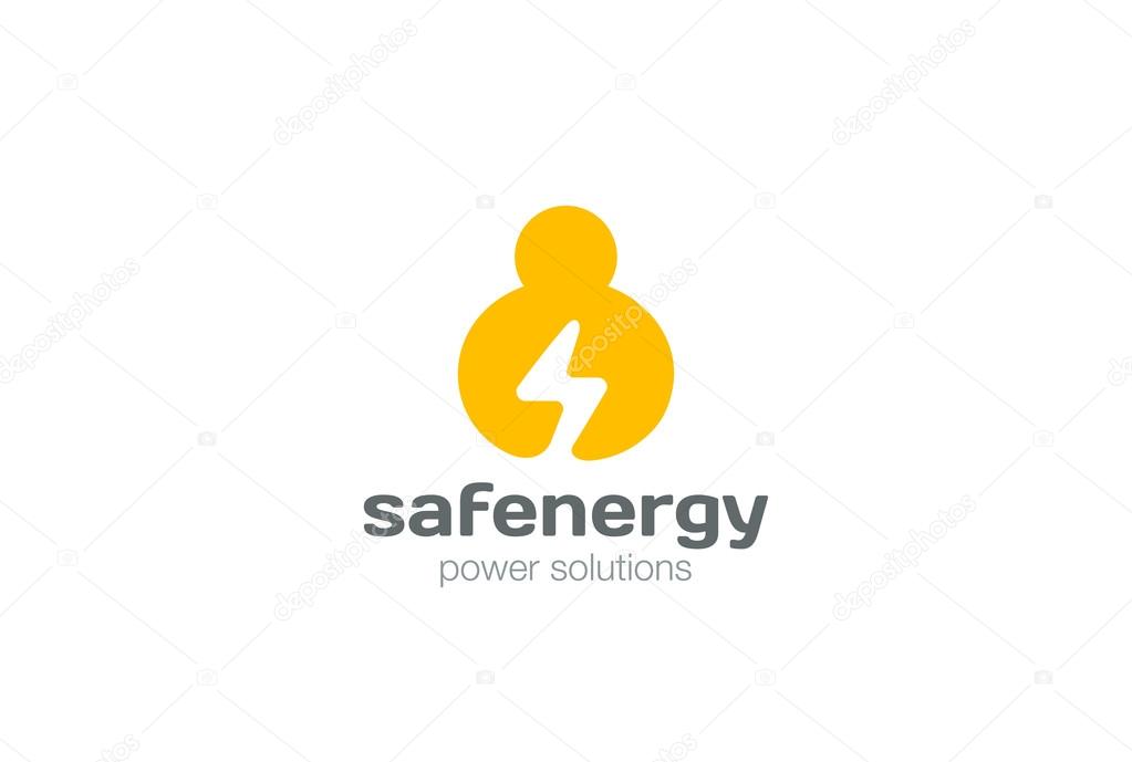 Man Holding hands Flash Logo design vector template negative space style