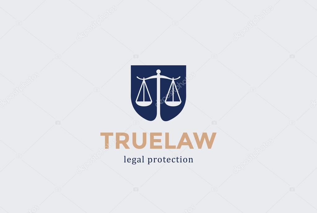Scales Shield Law firm Logo design vector Negative space
