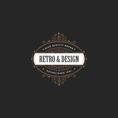 Vintage etiket rozet Logo tasarım vektör öğeleri şablonu RI ile