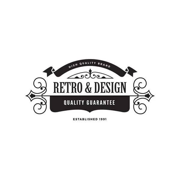 Ri とビンテージ ラベル バッジ ロゴ デザイン ベクトル要素テンプレート — ストックベクタ
