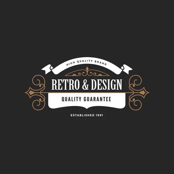 Vintage label badge logo design vektorelemente vorlage mit ri — Stockvektor