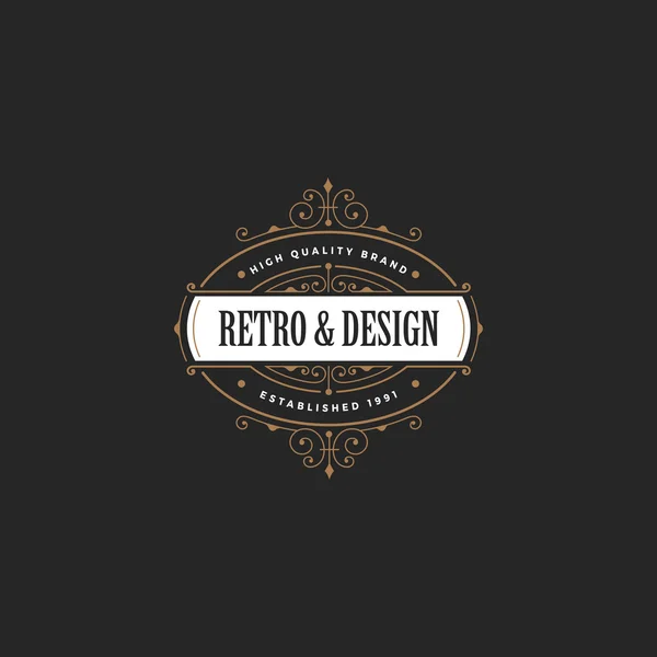 Ri とビンテージ ラベル バッジ ロゴ デザイン ベクトル要素テンプレート — ストックベクタ