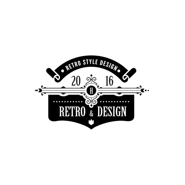 Vintage label badge logo design vektorelemente vorlage mit ri — Stockvektor