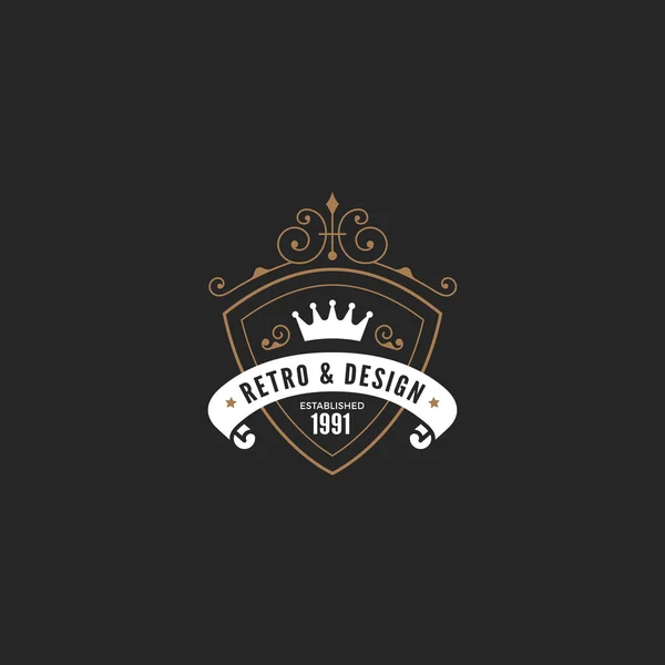 Vintage Label Badge Logo design modello di elementi vettoriali con ri — Vettoriale Stock