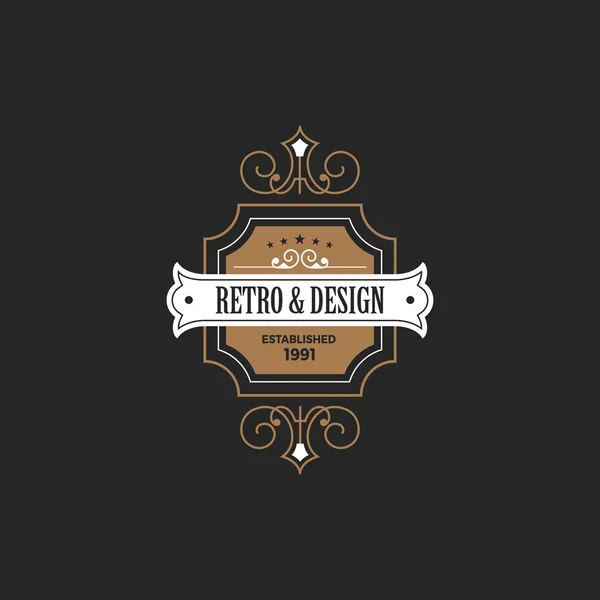 Vintage Label Badge Logo diseño vector elementos plantilla con fl — Archivo Imágenes Vectoriales