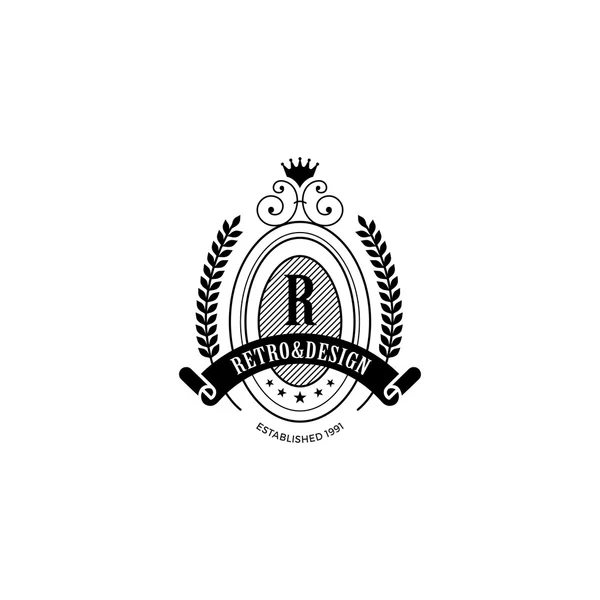 Emblema de etiqueta vintage Modelo de elementos vetoriais de design de logotipo com ri —  Vetores de Stock