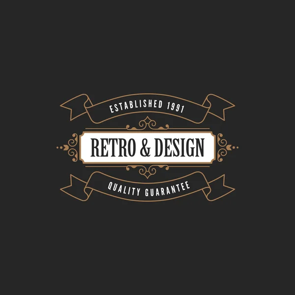 Emblema de etiqueta vintage Modelo de elementos vetoriais de design de logotipo com ri — Vetor de Stock