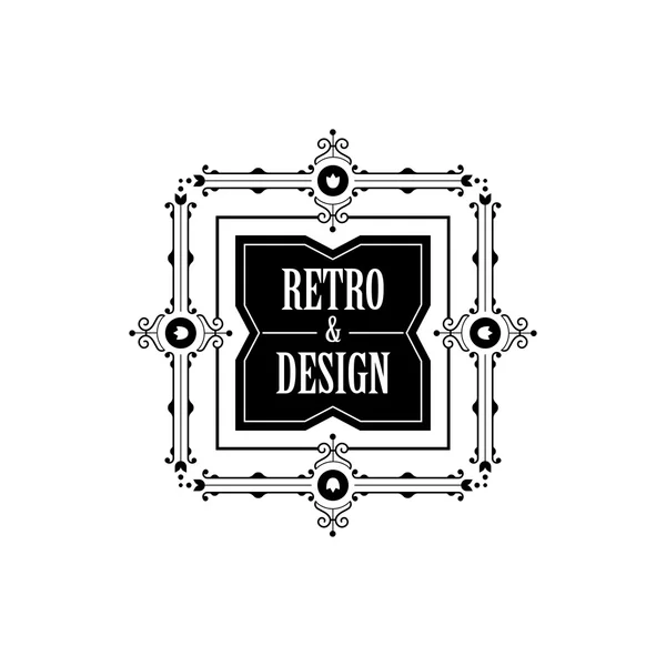 Vintage label abzeichen logo design vektorelemente vorlage mit fl — Stockvektor