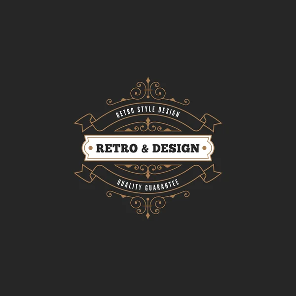 Vintage Label Lencana Logo desain elemen vektor templat dengan ri - Stok Vektor