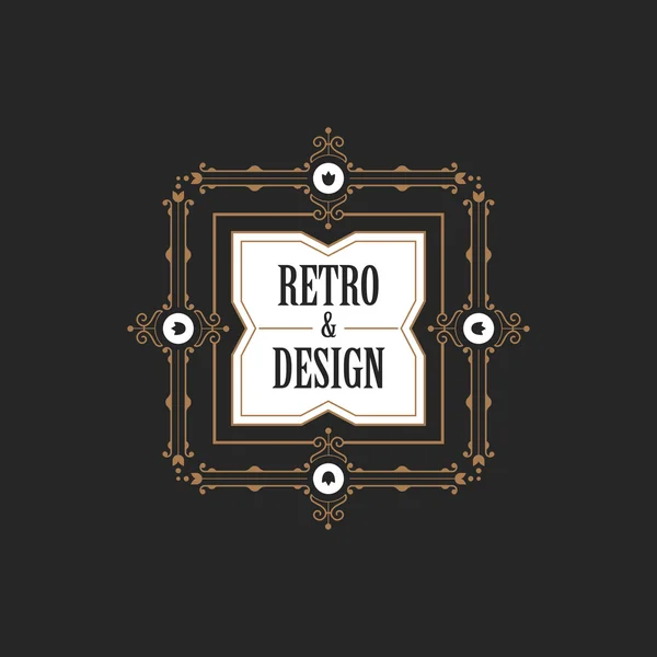 Modèle d'éléments vectoriels de conception de logo d'étiquette vintage avec fl — Image vectorielle