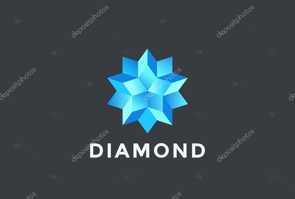 Diamond Blue Star abstract Logo design vector template