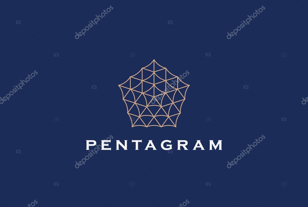 Pentagon Logo abstract design vector template linear style