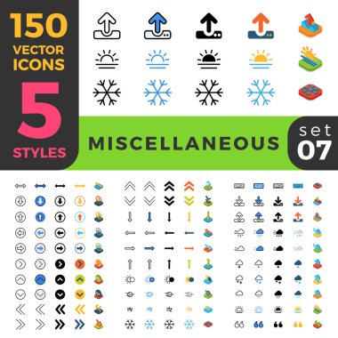 150 muhtelif misc ui simge seti. 