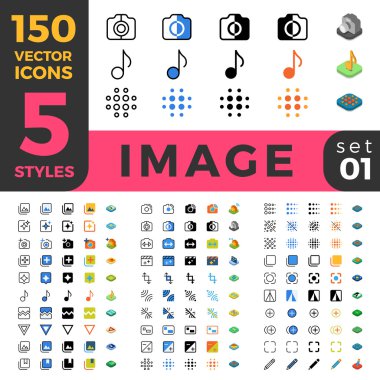 150 fotoğraf görüntü işleme UI Icon set. 
