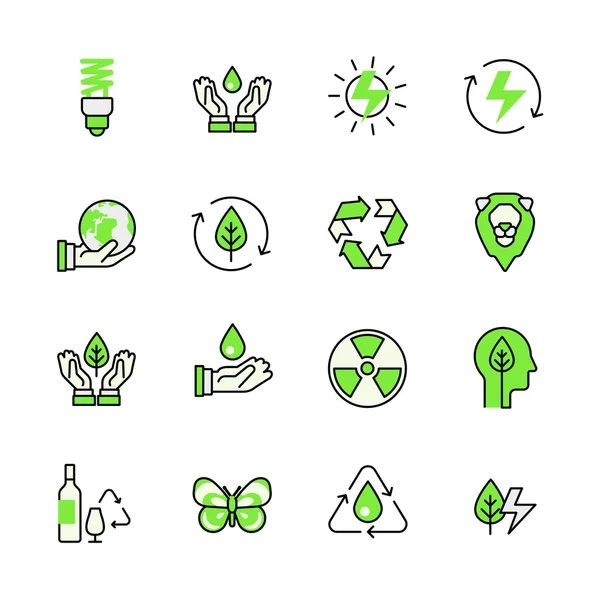 Lineart plat Vector Icon set. — Stockvector