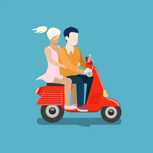 Oameni călărind moped — Vector de stoc