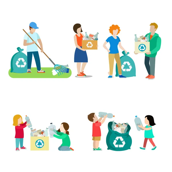 Family life recycling — Stock Vector