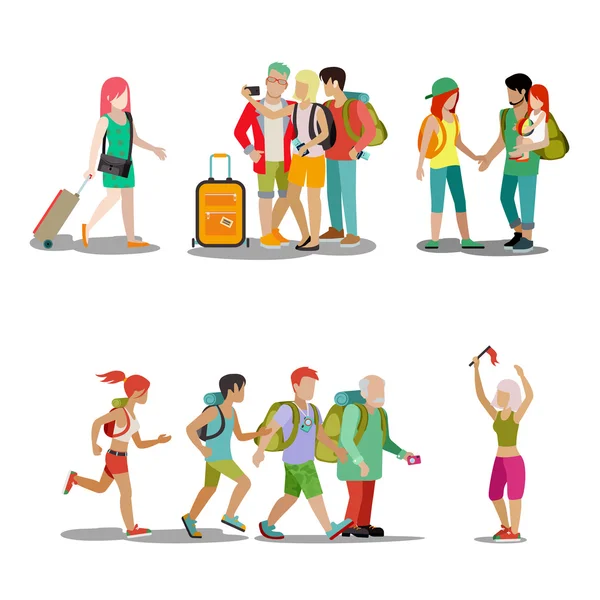 Familie vakantie mensen icon set. — Stockvector