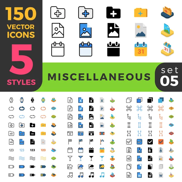 150 verschiedene UI-Icons. — Stockvektor