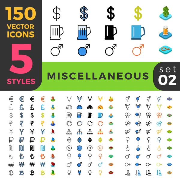 150 lgbt ui Icon Set. — Stockvektor