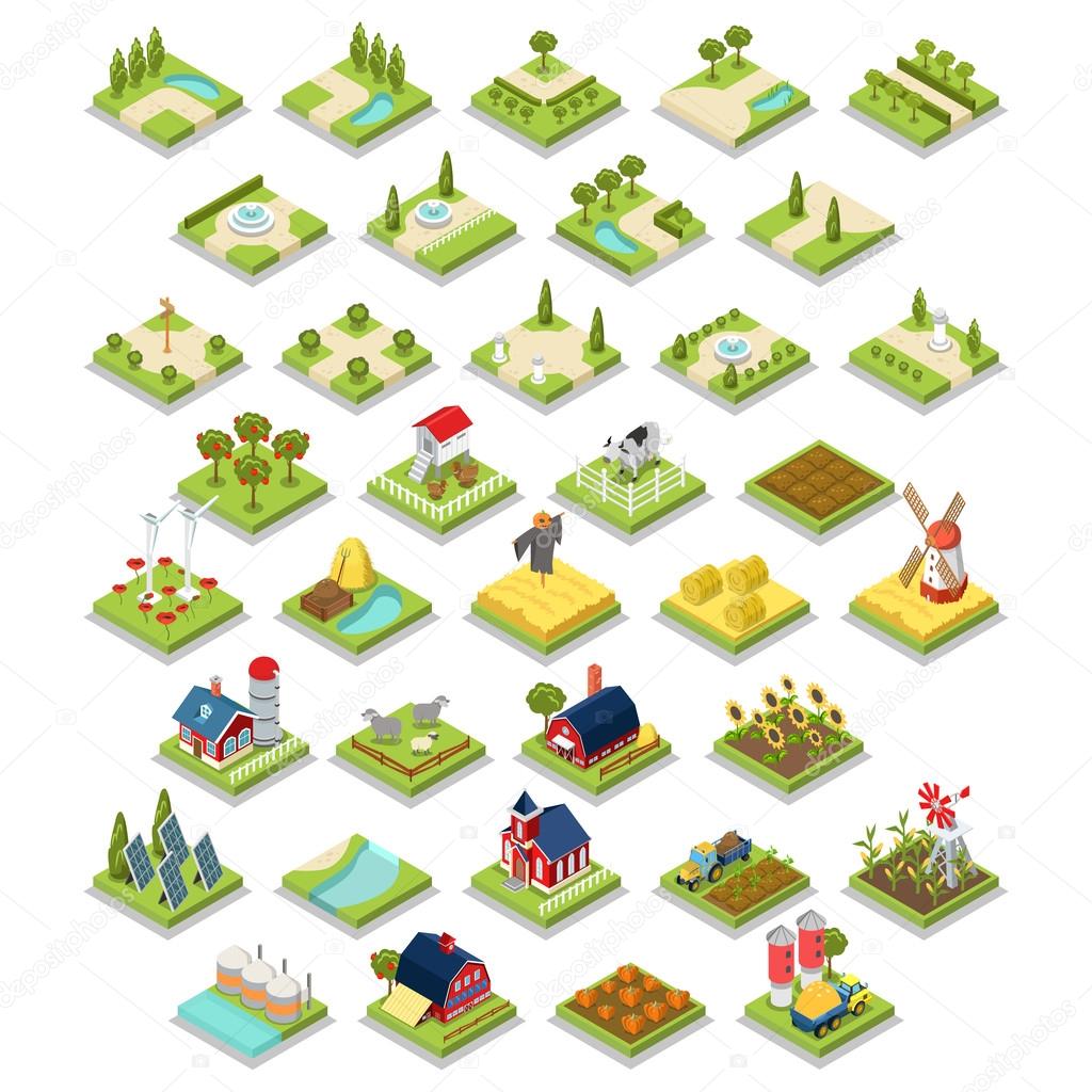 Download Flat 3d isometric isometry vector set — Stock Vector © Sentavio #114361866