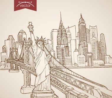 Özgürlük Sketch Heykeli, Manhattan gökdelenler