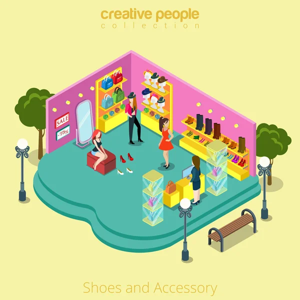 Tienda de moda con zapatos y accesorios — Archivo Imágenes Vectoriales