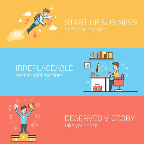 Flat business startup concepts set — Stock Vector