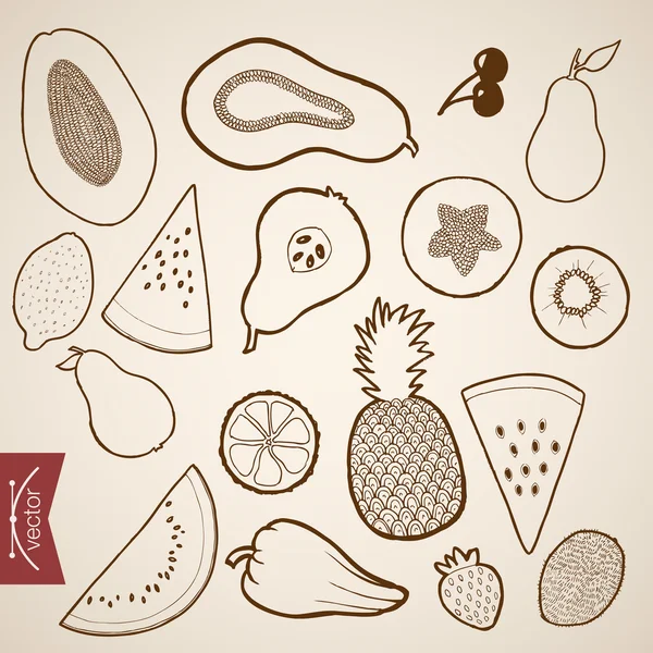 Croquis au crayon de la collection Fruits — Image vectorielle