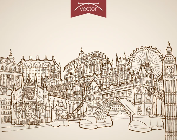 Hand drawn London, Великобритания travel — стоковый вектор