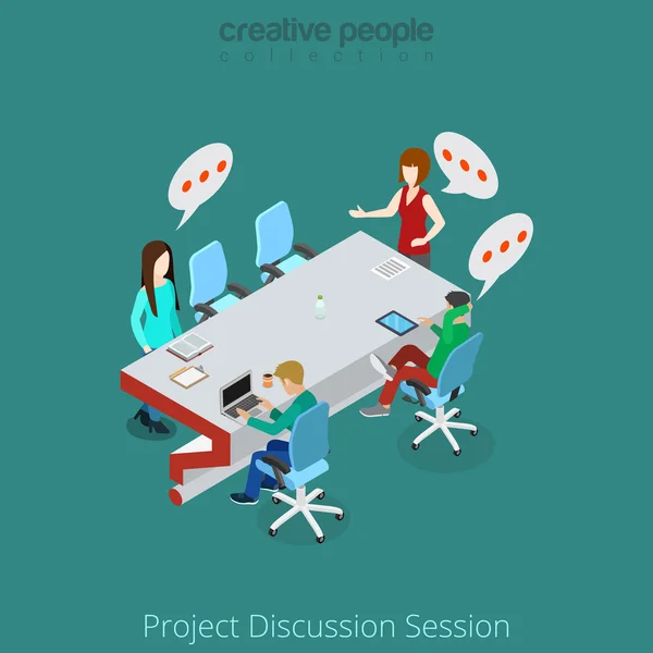 Business people discuss project — Stock Vector