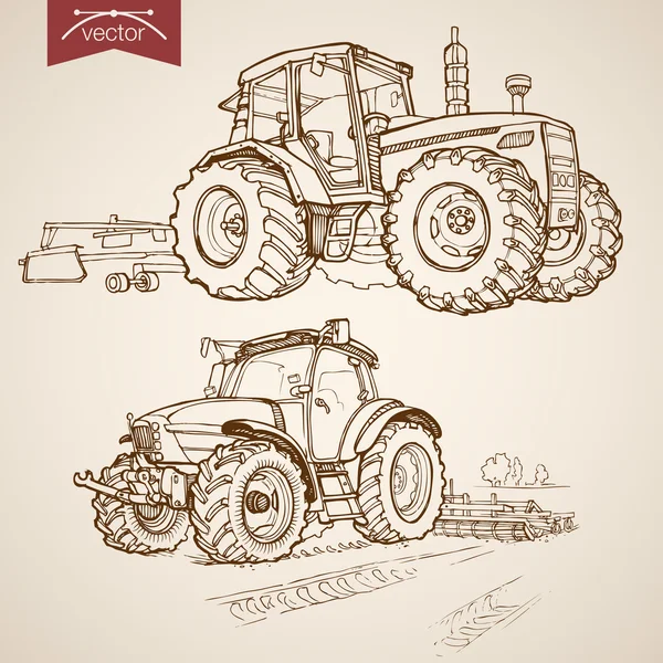 Matita Sketch macchine agricole — Vettoriale Stock