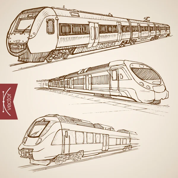 Lápiz Bosquejo transporte ferroviario — Archivo Imágenes Vectoriales