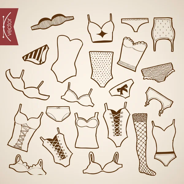 Pencil Sketch of underwear clothes — Stock Vector