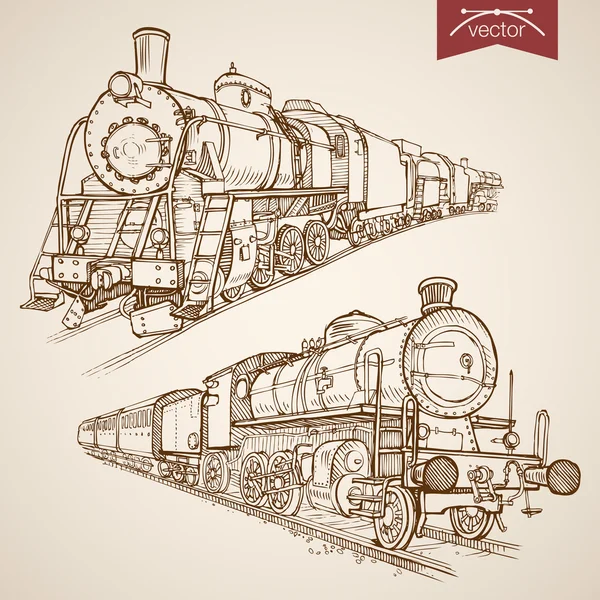 Pencil Sketch railway transport — Stock Vector