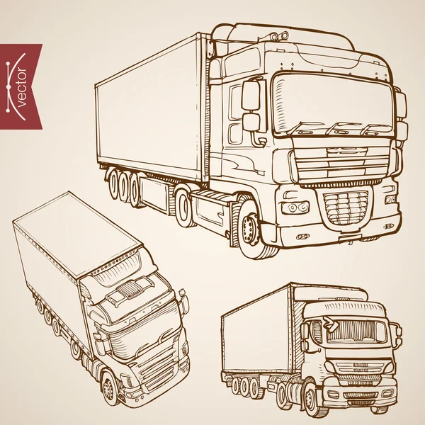 Skitse Truck, Van lastbil køretøjer – Stock-vektor