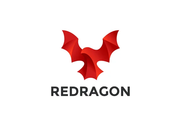 Uçan kırmızı Dragon Logo tasarımı — Stok Vektör